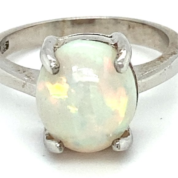 Precious Opal 3.75ct Platinum Solid Silver Ring - Picture 7 of 7